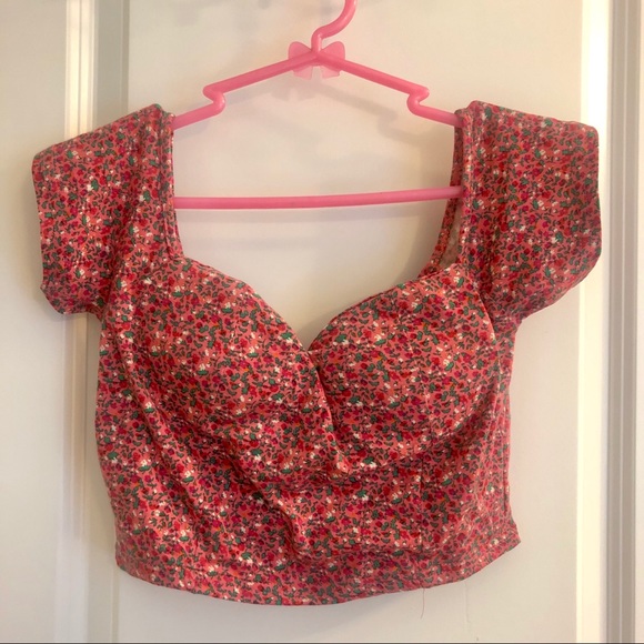 New floral short top crop top with padding - Picture 1 of 4
